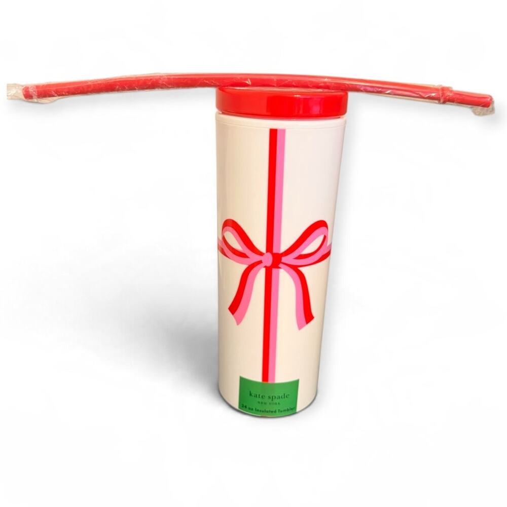 Kate Spade New York Candy Bow Insulated Tumbler 24 oz with Straw